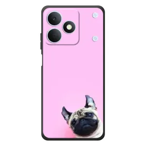 Бампер для RealMe Note 80 с картинкой "Песики" (Собака на розовом)