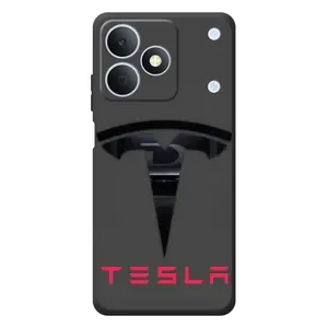 Силиконовый бампер с картинкой машины на RealMe Note 80 (Logo TESLA)
