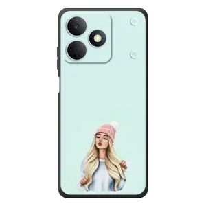 Силиконовый Чехол на RealMe Note 80 с картинкой Стильных Девушек (В шапке)