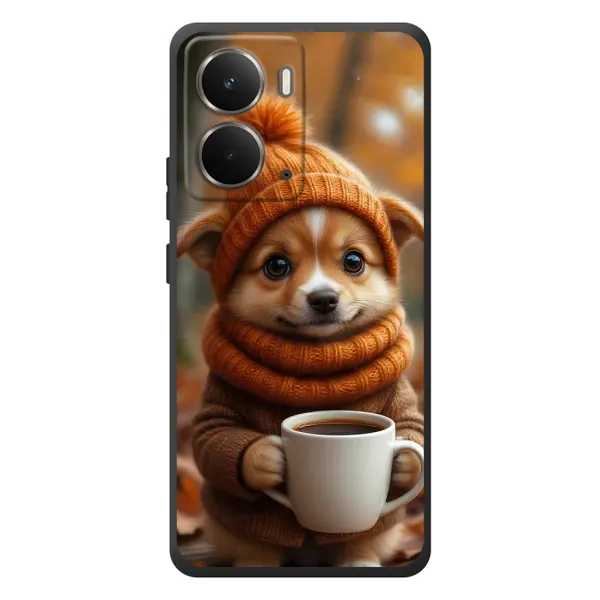 Чехол с рисунком «Собачка с кофе» для RealMe P3