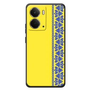 Силиконовый Чехол на RealMe P3 (Вышиванка на желтом)