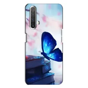Силиконовый бампер с картинкой животных для Realme X3 (Бабочка синяя)