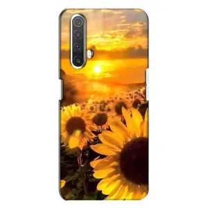 Чехол с Цветами для Realme X3 (поле подсолнухов)