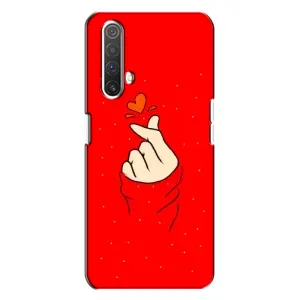 Чехлы (Знак сердечка) на Realme X3 (Сердце на красном)