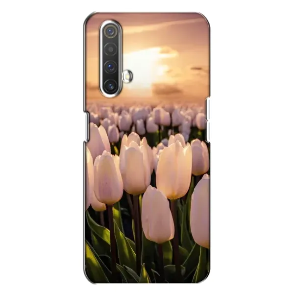 Чехол с рисунком «Закат с цветами» для Realme X3