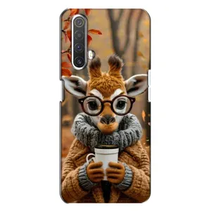 Печатный чехол «Зверята с кофе» для Realme X3 (Жираф с кофе)