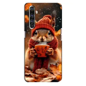 Друкований чохол 'Звірята з кавою' для Realme X50 Pro (Білка з кавою)