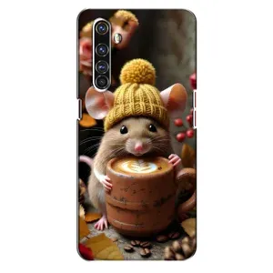 Друкований чохол 'Звірята з кавою' для Realme X50 Pro (Мишка з кавою)