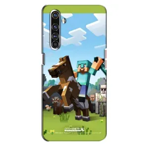 Чехлы для Realme X50 Pro (Персонажи Майн Крафт) (На коне)