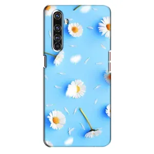 Чехол с Цветами для Realme X50 Pro (ромашки на голубом)