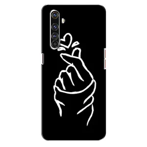 Чехлы (Знак сердечка) на Realme X50 Pro (Сердце на черном)