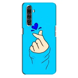 Чехлы (Знак сердечка) на Realme X50 Pro (Сердце на синем)