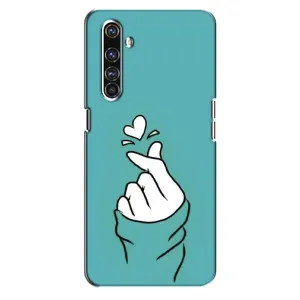 Чехлы (Знак сердечка) на Realme X50 Pro (Сердечко на бирюзовом)