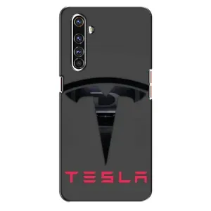 Силиконовый бампер с картинкой машины на Realme X50 Pro (Logo TESLA)