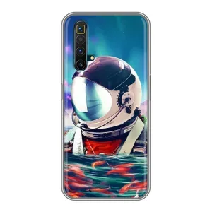 Силіконовый Чохол з принтом "Космонавти" на Realme X50 (Космонавт у воді)