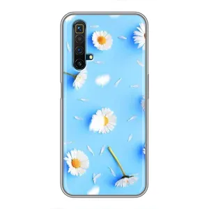 Чохол з Квітами для Realme X50 (ромашки на блакитному)