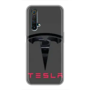 Силіконовий бампер з картинкою машини на Realme X50 (Logo TESLA)