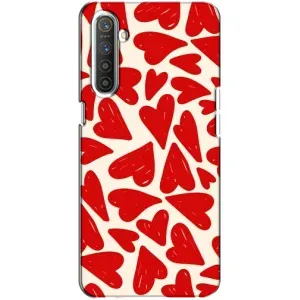 Чехлы с тематикой "Маленькие Сердечки" на Realme XT (Красные сердечка)