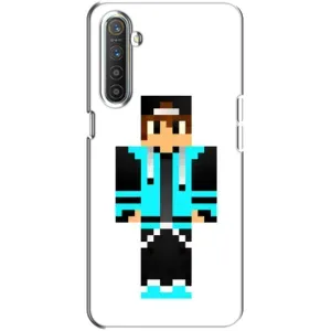 Чехлы для Realme XT (Персонажи Майн Крафт) (Мальчик в голубом)