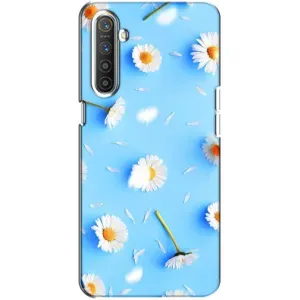 Чехол с Цветами для Realme XT (ромашки на голубом)