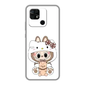 Чехол с принтом Лабубу для Xiaomi Redmi 10C (Белый Лабубу)