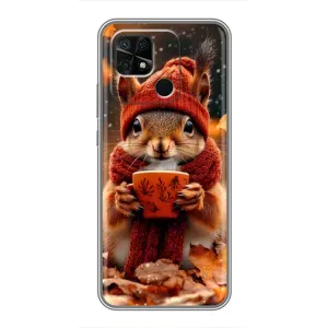 Друкований чохол 'Звірята з кавою' для Xiaomi Redmi 10C (Білка з кавою)