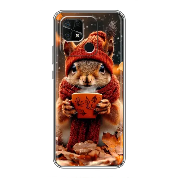 Чехол с рисунком «Белка с кофе» для Xiaomi Redmi 10C Чехол с рисунком «Белка с кофе» для Xiaomi Redmi 10C