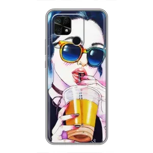 Чехол с картинкой Модные Девчонки Xiaomi Redmi 10C (Девушка с коктейлем)