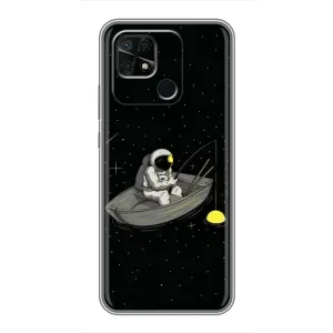Силиконовый Чехол с принтом "Космонавты" на Xiaomi Redmi 10C (Космонавт на рыбалке)