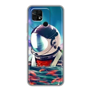 Силиконовый Чехол с принтом "Космонавты" на Xiaomi Redmi 10C (Космонавт в воде)