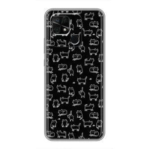 Чехол на тематику: Коты для Xiaomi Redmi 10C (Котики на черном)