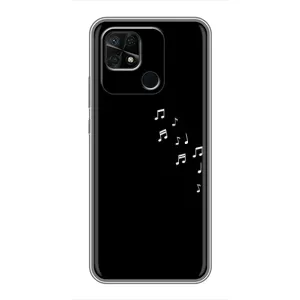 Чохол з картинками на чорному фоні для Xiaomi Redmi 10C (Ноти)