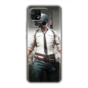 Силиконовый чехол с картинкой "Герой Pubg" на Xiaomi Redmi 10C (Пабг)