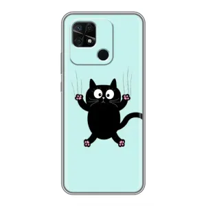 Силиконовый чехол с котиком для Xiaomi Redmi 10C (Падающий кот)