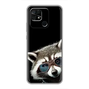 Силиконовый Чехол с Енотами на Xiaomi Redmi 10C (Стильный Енот)