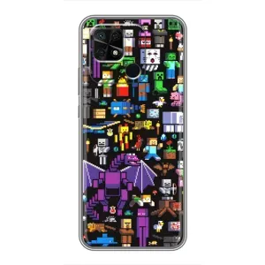 Чехол майнкрафт для Xiaomi Redmi 10C (Все персонажи)