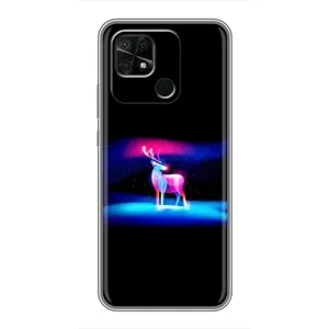 Силиконовый бампер с картинкой животных для Xiaomi Redmi 10C (Яркий олень)