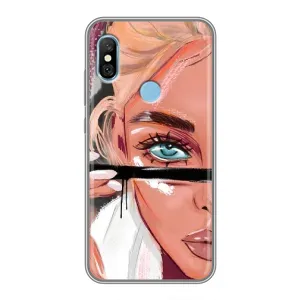 Силиконовый Чехол на Xiaomi Redmi 6 pro с картинкой Стильных Девушек (Девушка и ресницы)