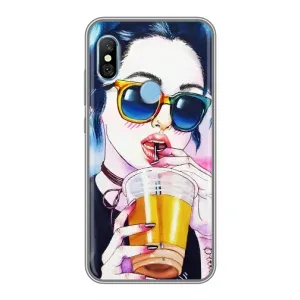 Чехол с картинкой Модные Девчонки Xiaomi Redmi 6 pro (Девушка с коктейлем)