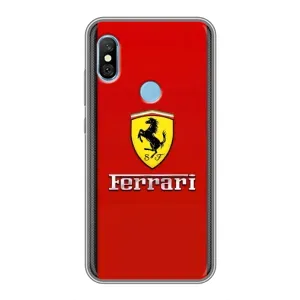 Силиконовый бампер с картинкой машины на Xiaomi Redmi 6 pro (Ferrari Logo)