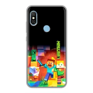 Чехлы для Xiaomi Redmi 6 pro (Персонажи Майн Крафт) (Герой Майнкрафт)