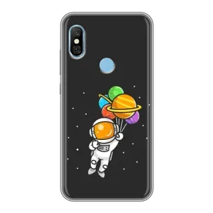 Силиконовый Чехол с принтом "Космонавты" на Xiaomi Redmi 6 pro (Космонавт с шариками)