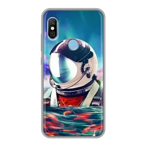 Силиконовый Чехол с принтом "Космонавты" на Xiaomi Redmi 6 pro (Космонавт в воде)