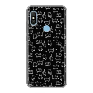 Чехол на тематику: Коты для Xiaomi Redmi 6 pro (Котики на черном)