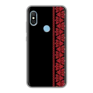 Силиконовый Чехол на Xiaomi Redmi 6 pro (Красная Вышиванка)