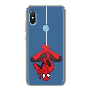 Чехол Супергерой Человека Паука на Xiaomi Redmi 6 pro (На паутине)