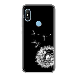 Силиконовый Чехол с одуванчиками на Xiaomi Redmi 6 pro (Одуванчик на чёрном)