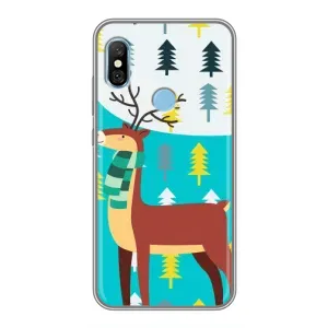 Силиконовый бампер с картинкой животных для Xiaomi Redmi 6 pro (Олень с шарфом)