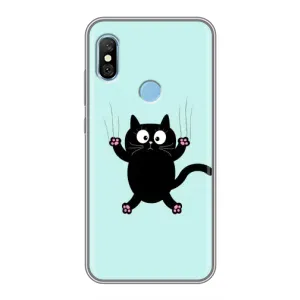 Силиконовый чехол с котиком для Xiaomi Redmi 6 pro (Падающий кот)