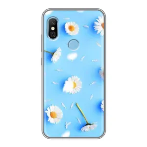 Чехол с Цветами для Xiaomi Redmi 6 pro (ромашки на голубом)